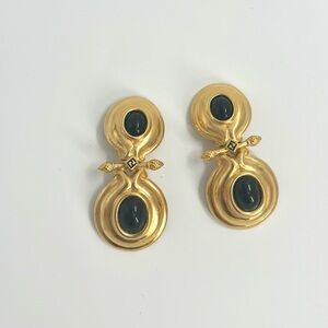 FENDI Vintage 80s collectible Large Gold and Black Earrings
